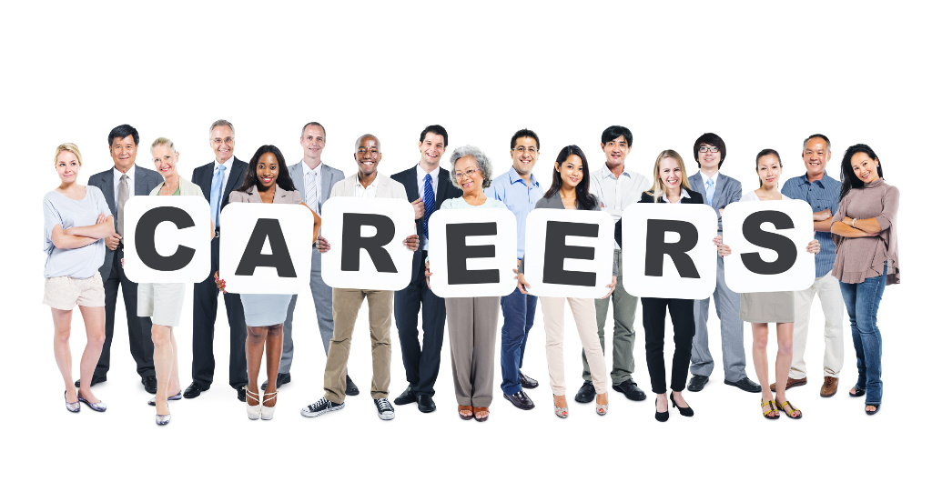 Multi-Ethnic Group Of Diverse People Holding Letters That Form Careers